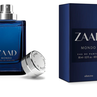Frasco e embalagem de perfume ZAAD MONDO azul escuro