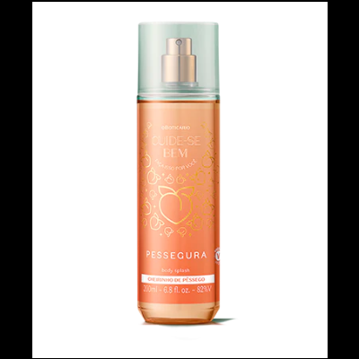 Desodorizante corporal em spray com design em tons laranja e azul