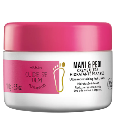 Frasco de creme ultra hidratante para pés Mani & Pedi com tampa rosa