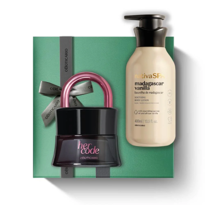 Conjunto de presente com loção corporal e perfume her code