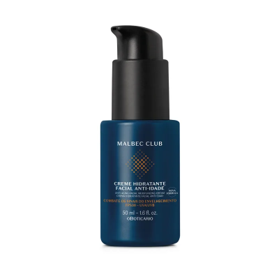 Frasco azul de creme hidratante facial anti-idade com doseador preto