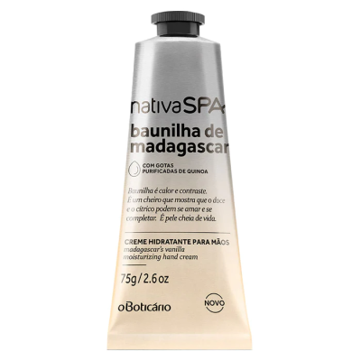 Frasco de creme hidratante para mãos baunilha de Madagascar da oBoticário