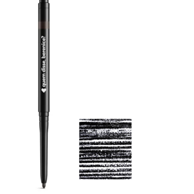 Lápis de maquilhagem preto com aplicador e amostra de traço