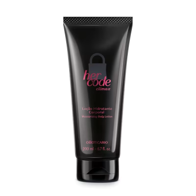 Loção hidratante corporal her code climax em bisnaga preta