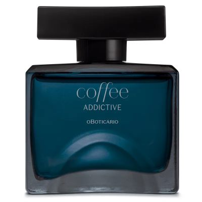 Frasco de perfume 'coffee ADDICTIVE' azul com tampa preta