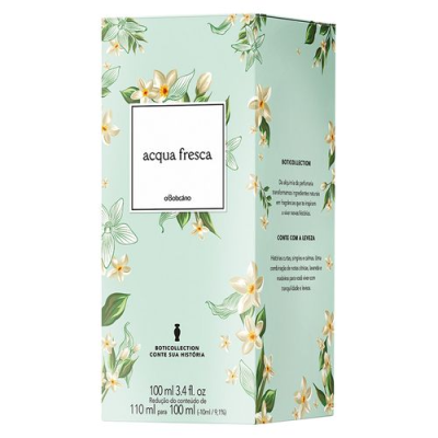 Caixa de fragrância acqua fresca com design floral verde claro e branco