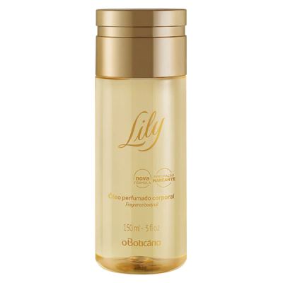 Frasco dourado de óleo perfumado corporal Lily da oBoticário