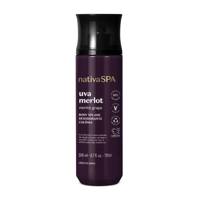 Frasco roxo de desodorizante corporal nativaSPA uva merlot