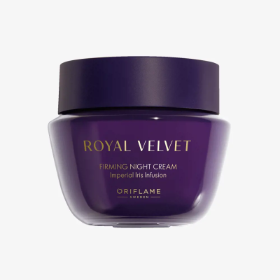 Frasco roxo escuro de creme de rosto Royal Velvet da Oriflame