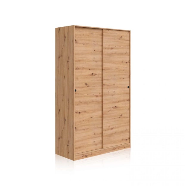 Armário de madeira clara com portas de correr