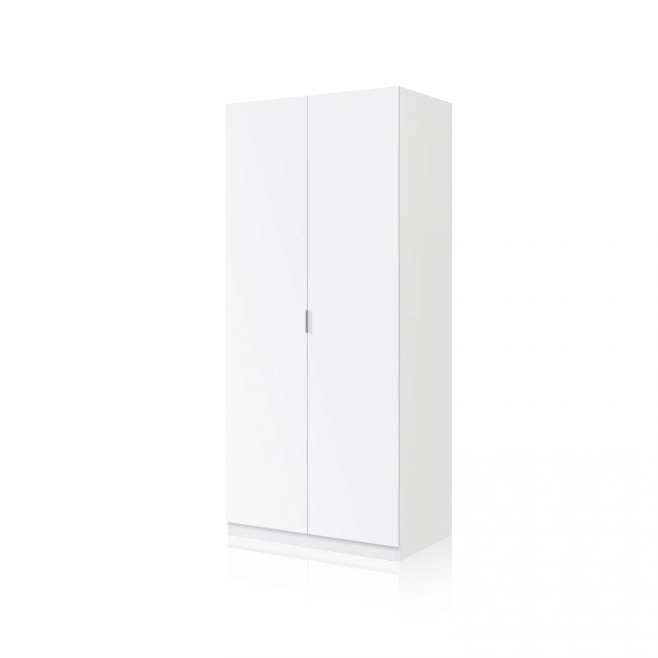 Roupeiro branco de duas portas com puxadores integrados