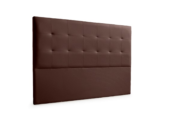 Cabeceira de cama em couro sintético castanho acolchoada