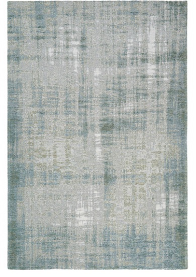 Tapete retangular com padrão abstrato azul, cinzento e bege