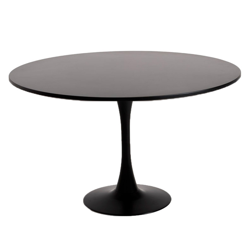 Mesa redonda preta com base pedestal