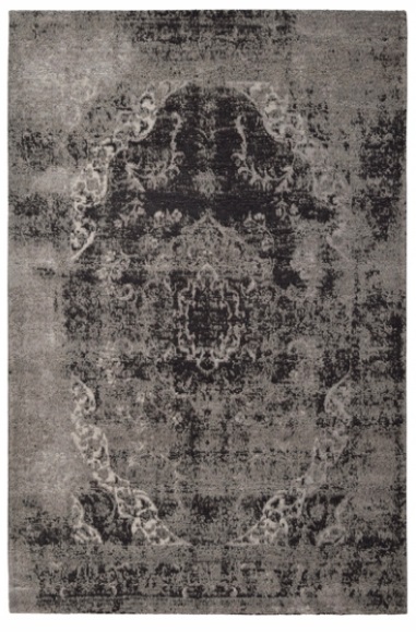 Tapete/Tapeçaria Briz - Disponível em 4 medidas e 4 cores Tapete cinza e preto com padrão oriental desgastado