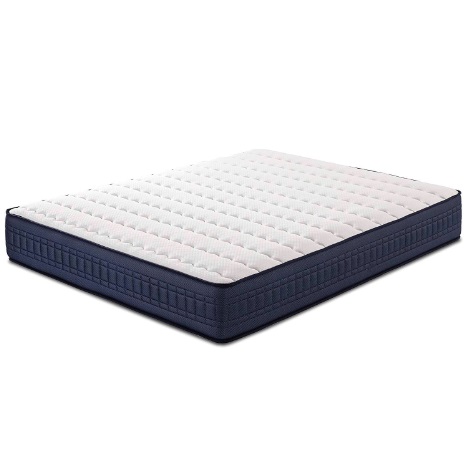 Colchão matelassado branco com laterais azul escuras