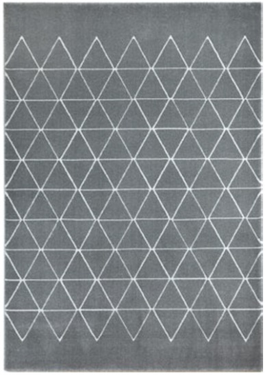 Tapete cinza com padrão geométrico de triângulos brancos