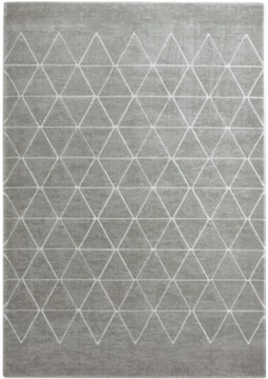 Tapete cinzento com padrão de triângulos brancos