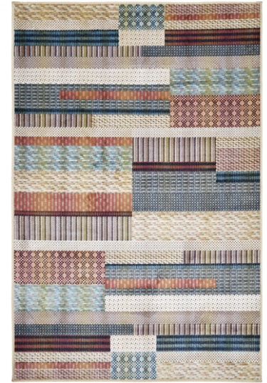 Tapete com padrão geométrico colorido em retângulos e faixas