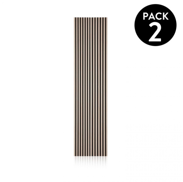 Tapete riscas verticais pretas e bege com selo PACK 2 em fundo branco