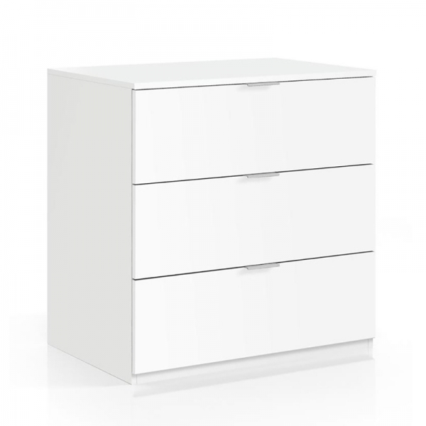 Móvel de arrumação branco com três gavetas