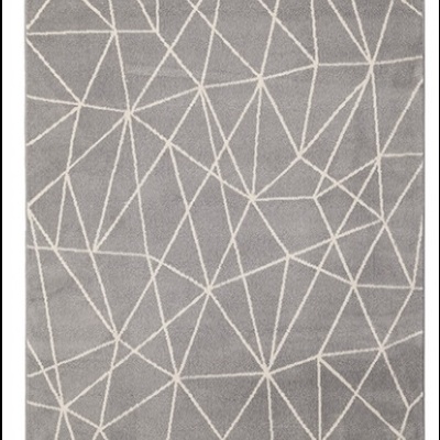 Tapete cinza com padrão geométrico branco