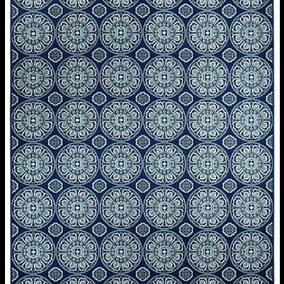 Tapete azul escuro com padrão branco de mandalas repetidas