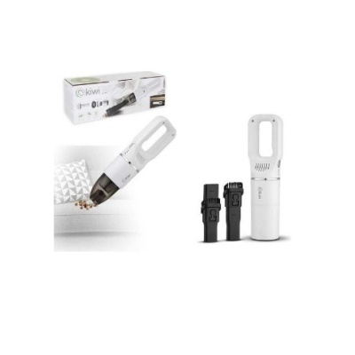 aspirador portátil branco com acessórios pretos e embalagem