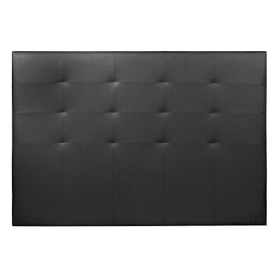 Cabeceira de cama preta acolchoada em tecido