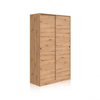 Armário de madeira clara com portas de correr