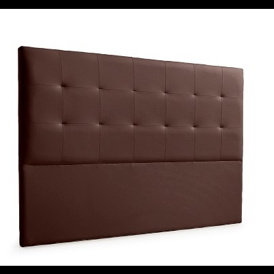 Cabeceira de cama em couro sintético castanho acolchoada