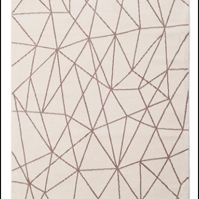 Tapete bege com padrão geométrico de linhas marrons
