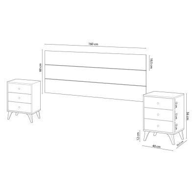 Cabeceira&#x20;de&#x20;Cama&#x20;de&#x20;casal&#x20;&#x2B;&#x20;2&#x20;Mesinhas&#x20;de&#x20;Cabeceira&#x20;de&#x20;3&#x20;Gavetas