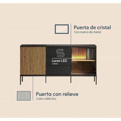 Aparador&#x20;3&#x20;gavetas&#x20;e&#x20;2&#x20;portas&#x20;com&#x20;luz&#x20;LED