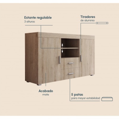 Aparador&#x20;Ran&#x20;2&#x20;portas&#x20;2&#x20;gavetas&#x20;2&#x20;prateleiras