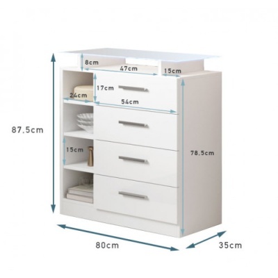 M&#x00F3;vel&#x20;de&#x20;Entrada&#x20;com&#x20;4&#x20;Gavetas&#x20;e&#x20;luz&#x20;LED