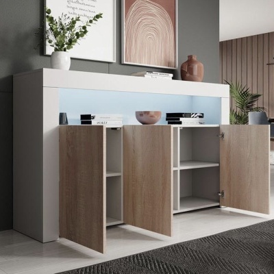 Aparador&#x20;Lay&#x20;mate&#x20;com&#x20;luz&#x20;LED&#x20;e&#x20;3&#x20;portas&#x20;-&#x20;Dispon&#x00ED;vel&#x20;em&#x20;4&#x20;cores