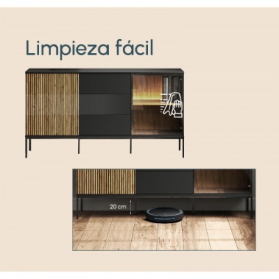 Aparador&#x20;3&#x20;gavetas&#x20;e&#x20;2&#x20;portas&#x20;com&#x20;luz&#x20;LED