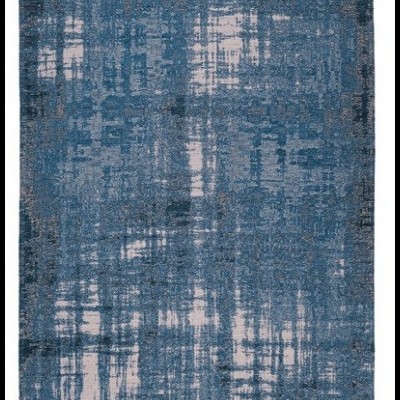 Tapete retangular com padrão abstrato em tons de azul e bege