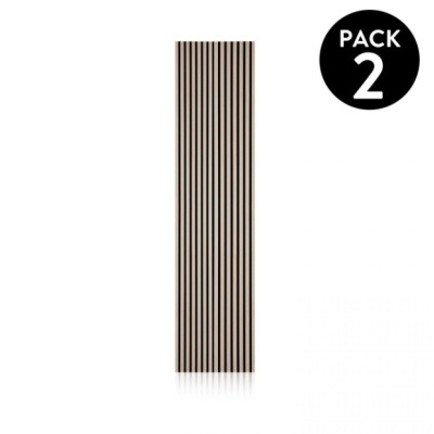 Tapete riscas verticais pretas e bege com selo PACK 2 em fundo branco