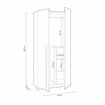 Roupeiro&#x20;2&#x20;Portas&#x20;de&#x20;Bater&#x20;Prateleiras&#x20;no&#x20;interior