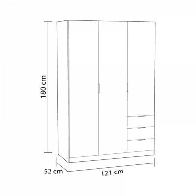 Roupeiro&#x20;3&#x20;Portas&#x20;de&#x20;bater&#x20;e&#x20;&#x20;3&#x20;Gavetas