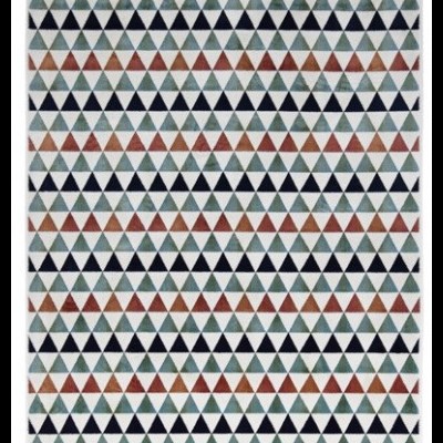 Tapete com padrão de triângulos coloridos em linhas horizontais