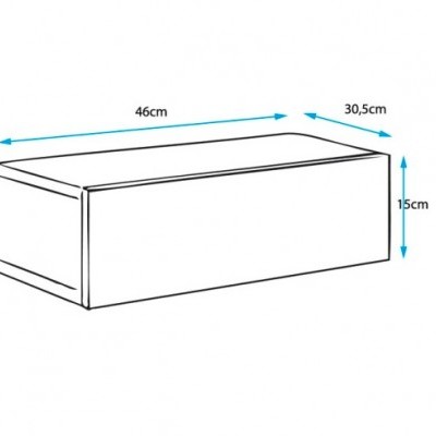 Desenho técnico de uma caixa retangular com dimensões em cm