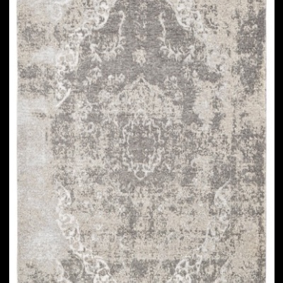 Tapete cinzento e bege com padrão clássico e efeito vintage