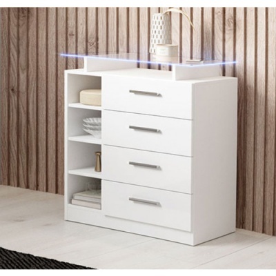 M&#x00F3;vel&#x20;de&#x20;Entrada&#x20;com&#x20;4&#x20;Gavetas&#x20;e&#x20;luz&#x20;LED