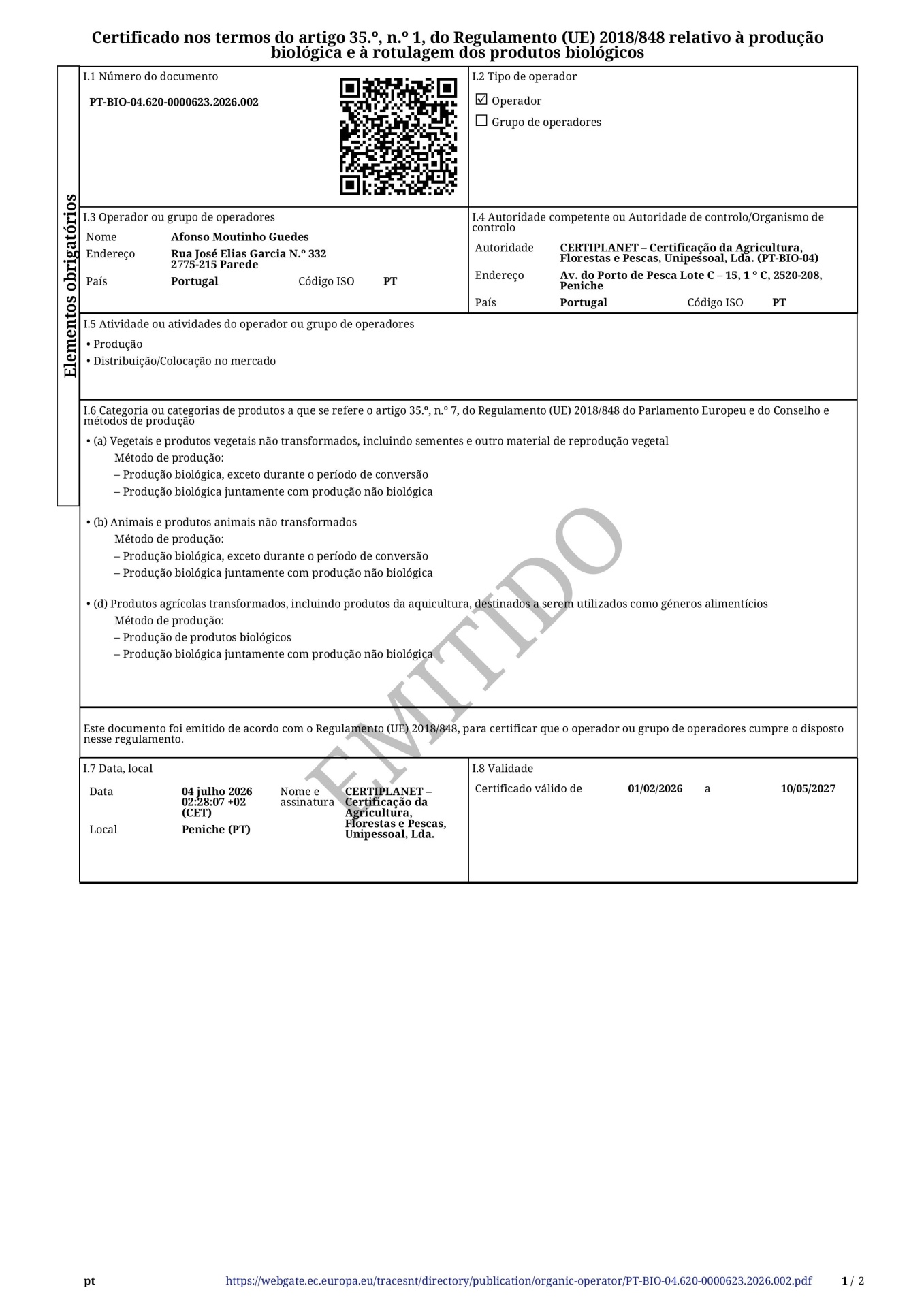 Certificado Bio