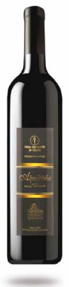 Alpedrinha Garrafa de vinho tinto Alpendre Reserva 2016 com rótulo preto e dourado
