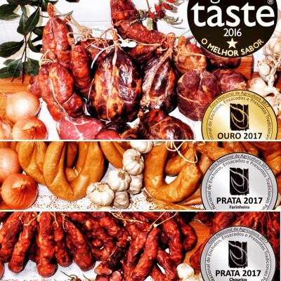 Enchidos tradicionais portugueses com cebolas e alho e prémios de sabor