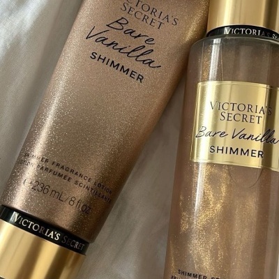 Conjunto de produtos Victorias Secret Bare Vanilla Shimmer com loção e névoa perfumada